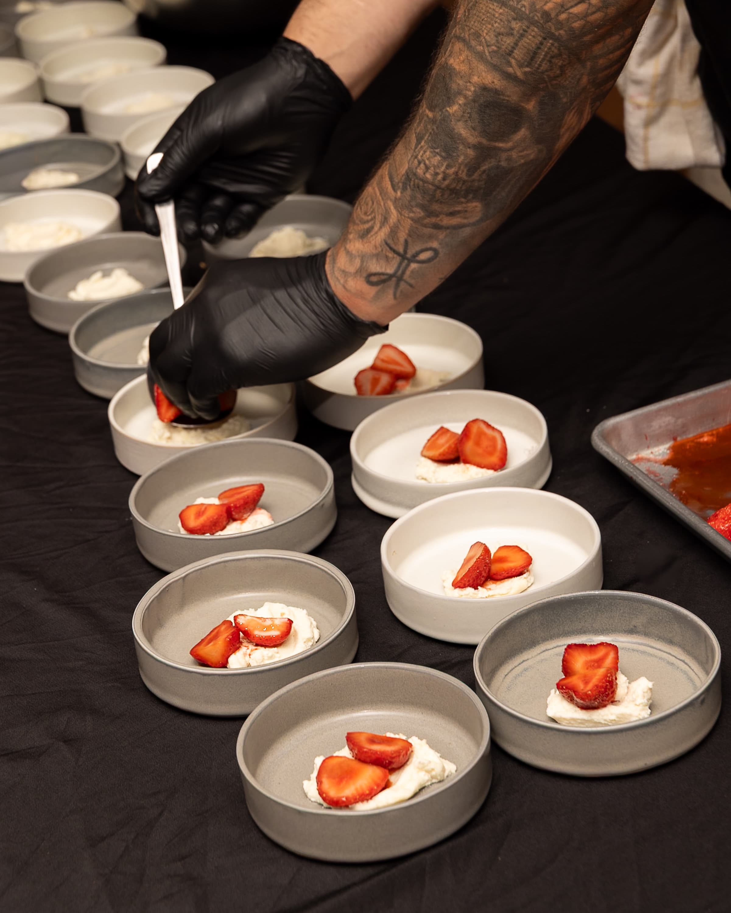 Goats Milk Granita with strawberry — dessert course